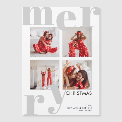 Modern Merry Christmas Grey Photo Collage