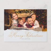 Modern Merry Christmas Hand Lettered Family Photo