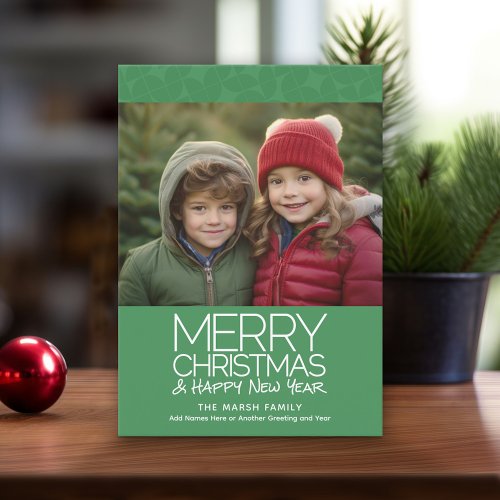 Modern Merry Christmas HNY 1 Horizontal Photo MCM Holiday Card