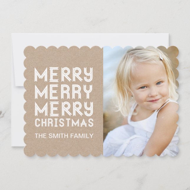 MODERN MERRY CHRISTMAS HOLIDAY PHOTO CARD (Front)