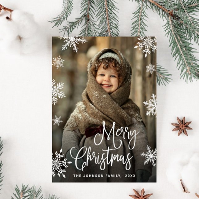 Modern Merry Christmas Holiday PHOTO Greeting Postcard (Creator Uploaded)