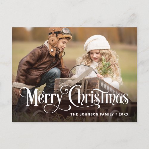 Modern Merry Christmas Holiday PHOTO Postcard