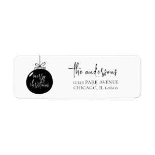 Modern Merry Christmas Holiday Return Address Label