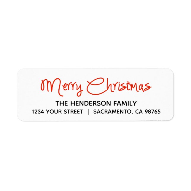 Modern Merry Christmas Holiday Return Label (Front)