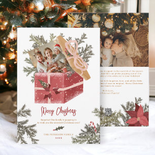 Modern merry Christmas illustration fun 2 photos Holiday Card