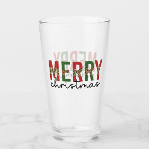 Modern Merry Christmas Leopard Print Minimalist Glass