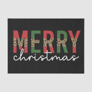 Modern Merry Christmas Leopard Print Typography Tissue Paper