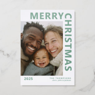 Modern Merry Christmas Letterpress Photo Cards
