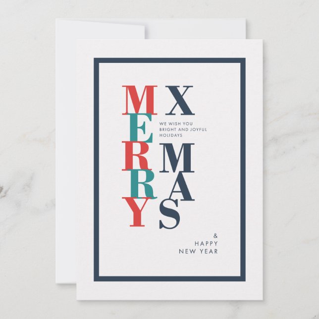 Modern Merry Christmas & New Year Wishes Holiday Card (Front)