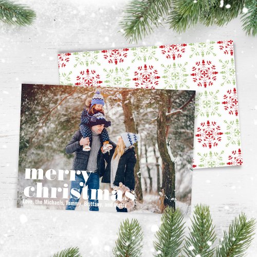 Modern Merry Christmas One Photo  Holiday Card