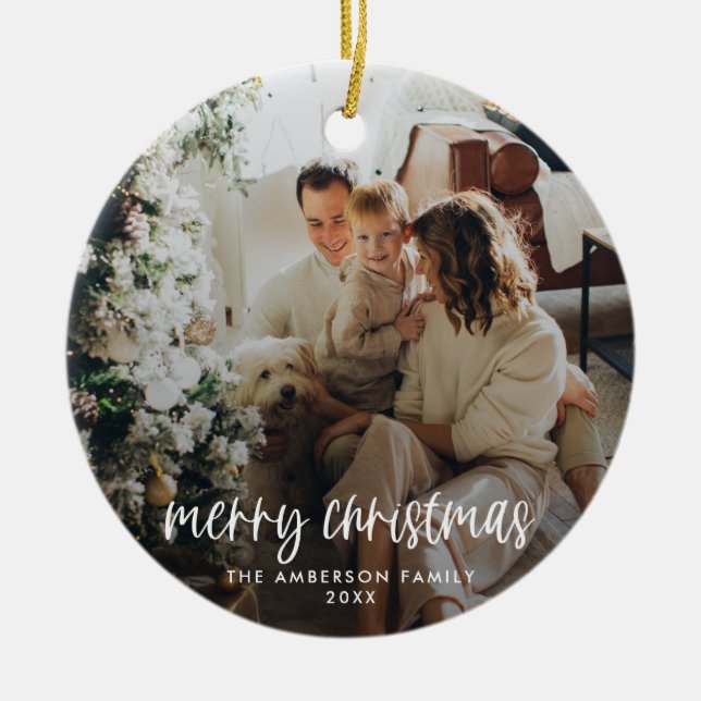 Modern Merry Christmas Ornament (Front)