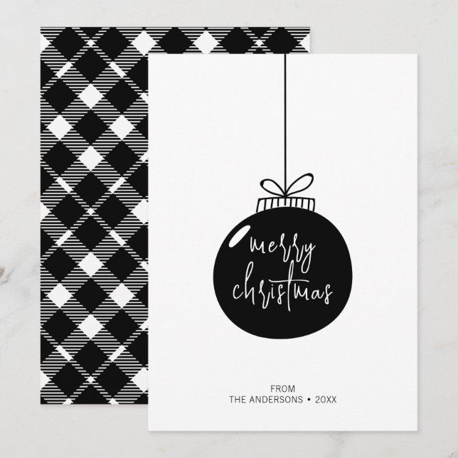 Modern Merry Christmas Ornament Holiday Card (Front/Back)