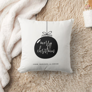 Modern Merry Christmas Ornament Holiday Throw Pillow