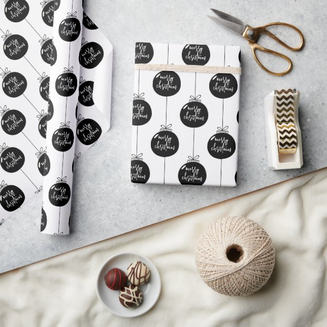 Modern Merry Christmas Ornament Holiday Wrapping Paper (Crafts)