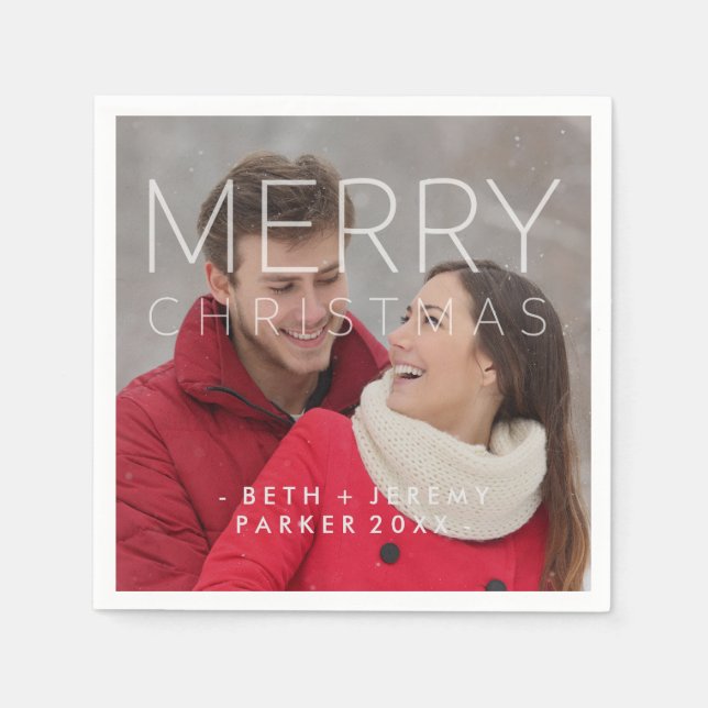 Modern Merry Christmas Overlay with Photo Napkins (Front)
