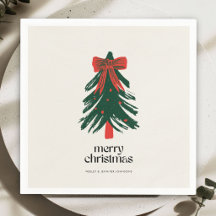 Modern Merry Christmas Painting Tree Holiday 