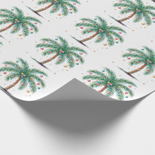 Modern Merry Christmas Palm Tree Tree Light Wrapping Paper