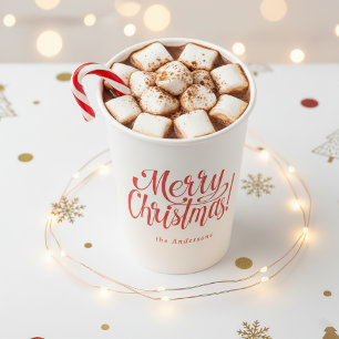 Modern Merry Christmas Paper Cups