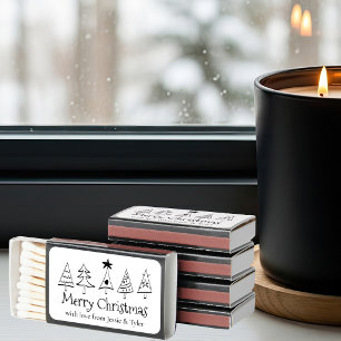 Modern Merry Christmas Party Custom Black & White Matchboxes