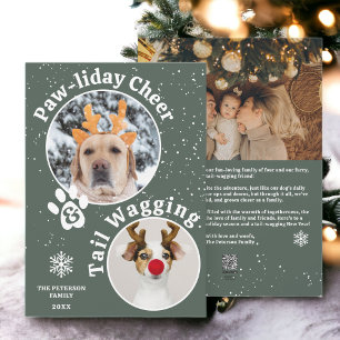 Modern merry Christmas pawliday pets fun 3 photos Holiday Card