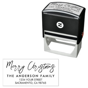 Modern Merry Christmas Personalized Holiday Self-inking Stamp