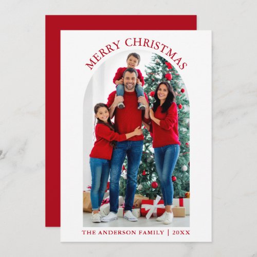 Modern Merry Christmas Photo Arch Red Holiday