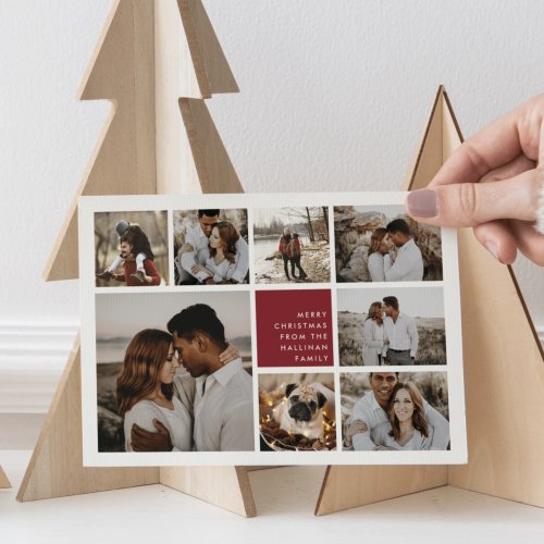 Modern Merry  Christmas Photo Collage Card