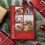 Modern Merry Christmas Photo Collage Holiday Card<br><div class="desc">Merry Christmas ! Send your warm wishes to friends and family this holiday season with a customizable photo collage Christmas card featuring simple modern typography. Personalize by adding your custom photos,  names,  year and other details. This minimal Christmas card is available in other colors and cardstock.</div>
