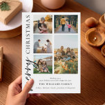 Modern Merry Christmas Photo Collage Holiday Card<br><div class="desc">Merry Christmas ! Send your warm wishes to friends and family this holiday season with a customizable photo collage Christmas card featuring simple modern typography. Personalize by adding your custom photos,  names,  year and other details. This minimal Christmas card is available in other colors and cardstock.</div>