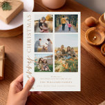 Modern Merry Christmas Photo Collage Holiday Card<br><div class="desc">Merry Christmas ! Send your warm wishes to friends and family this holiday season with a customizable photo collage Christmas card featuring simple modern typography. Personalize by adding your custom photos,  names,  year and other details. This minimal Christmas card is available in other colors and cardstock.</div>