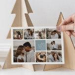 Modern Merry | Christmas Photo Collage Holiday Card<br><div class="desc">Modern Christmas card features photos in photo cola grid layout,  with your personal holiday message and names in white on soft winter blue. A simple and minimal design that shows off your favorite photos. Cards reverse to a blue and white snowflake pattern.</div>