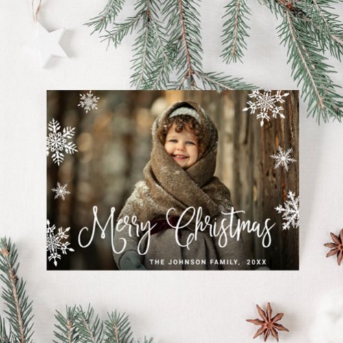 Modern Merry Christmas PHOTO Greeting Holiday Card