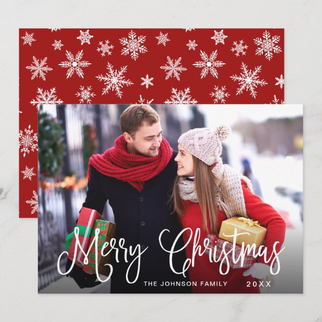 Modern Merry Christmas PHOTO Greeting Holiday Card (Front/Back)