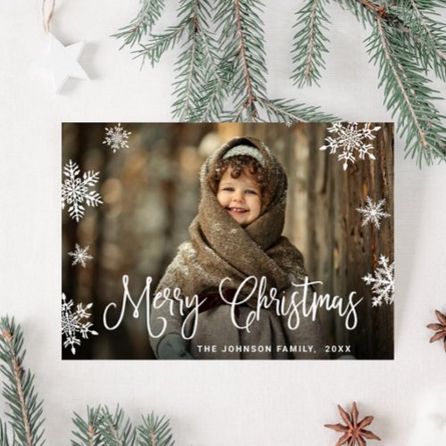 Modern Merry Christmas PHOTO Greeting Holiday Postcard