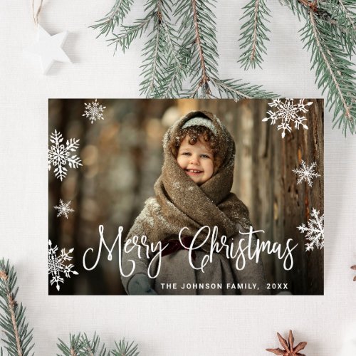 Modern Merry Christmas PHOTO Greeting Holiday Postcard