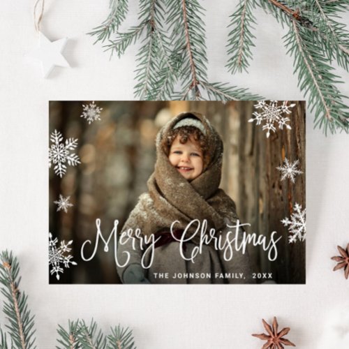 Modern Merry Christmas PHOTO Greeting Holiday Postcard