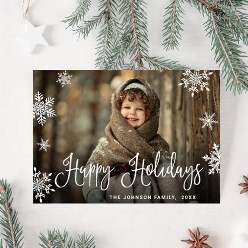 Modern Merry Christmas PHOTO Greeting Holiday Postcard