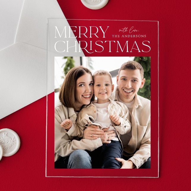 Modern Merry Christmas Photo Holiday Acrylic Invitations (Creator Uploaded)