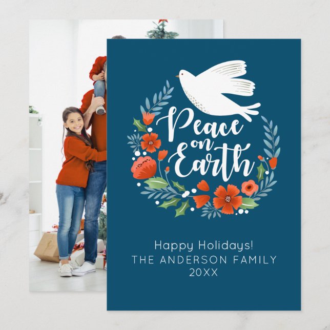 Modern Merry Christmas Photo Holiday Card (Front/Back)