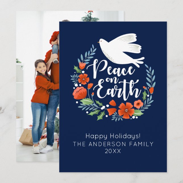 Modern Merry Christmas Photo Holiday Card (Front/Back)