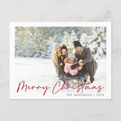 Modern Merry Christmas Photo Holiday Postcard