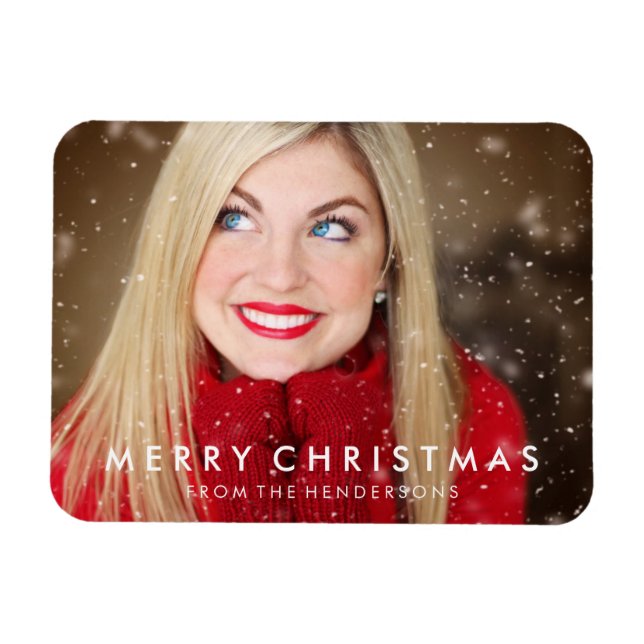 Modern Merry Christmas Photo Magnet (Horizontal)