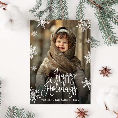 Modern Merry Christmas PHOTO QR code Holiday Card