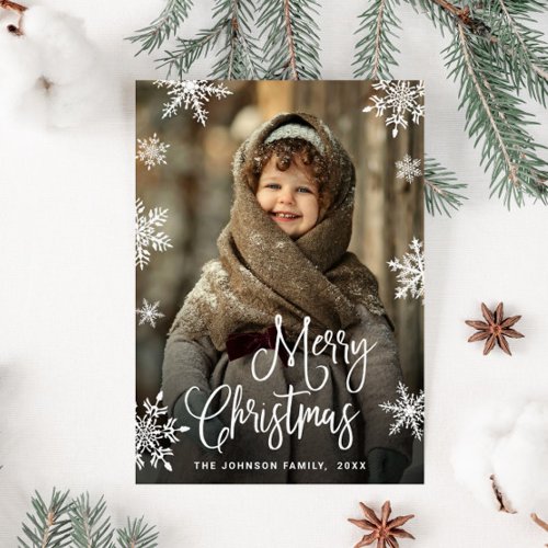 Modern Merry Christmas PHOTO QR code Holiday Card