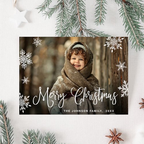 Modern Merry Christmas PHOTO QR code Holiday Card