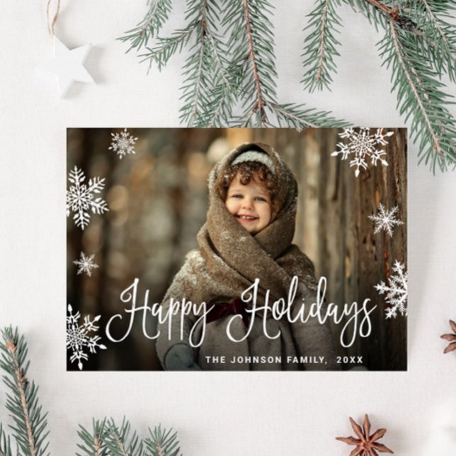 Modern Merry Christmas PHOTO QR code Holiday Card (Creator Uploaded)