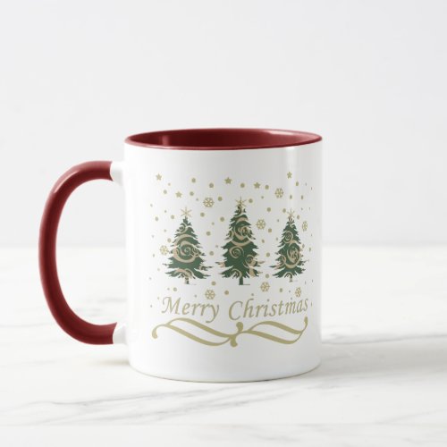 modern merry christmas pine tree decor mug