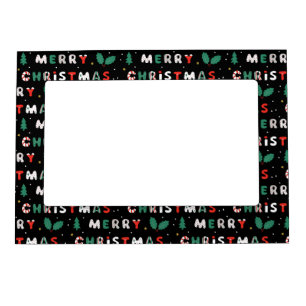 Modern Merry Christmas Rainbow All Over Print Magnetic Frame