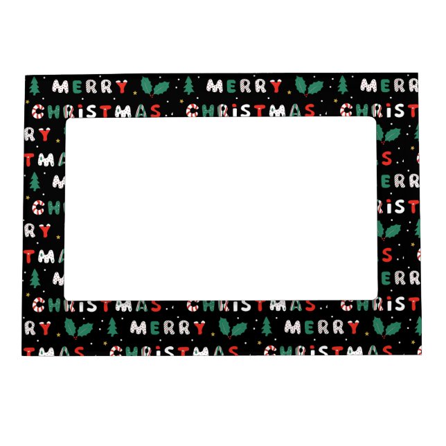 Modern Merry Christmas Rainbow All Over Print Magnetic Frame (Front)