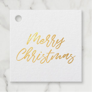 Modern Merry Christmas real gold foil Favor Tags